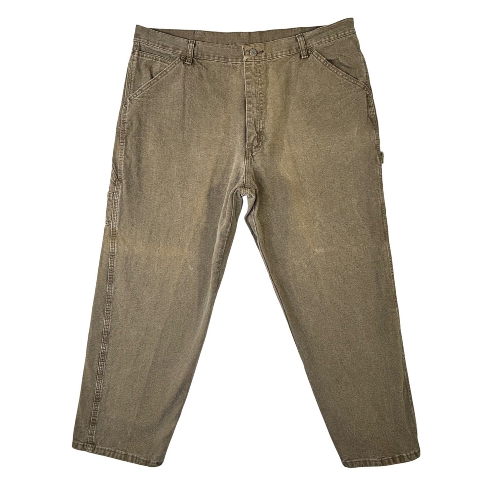 Wrangler Authentic Mens Brown Carpenter Pants Utility Workwear 38x30 Relaxed Fit